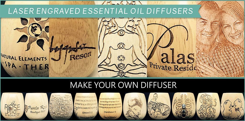 customized laser-engraved aromatherapy diffuser by Organic Aromas