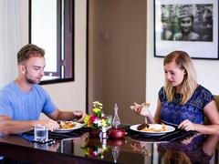 Happily eating dinner with diffuser